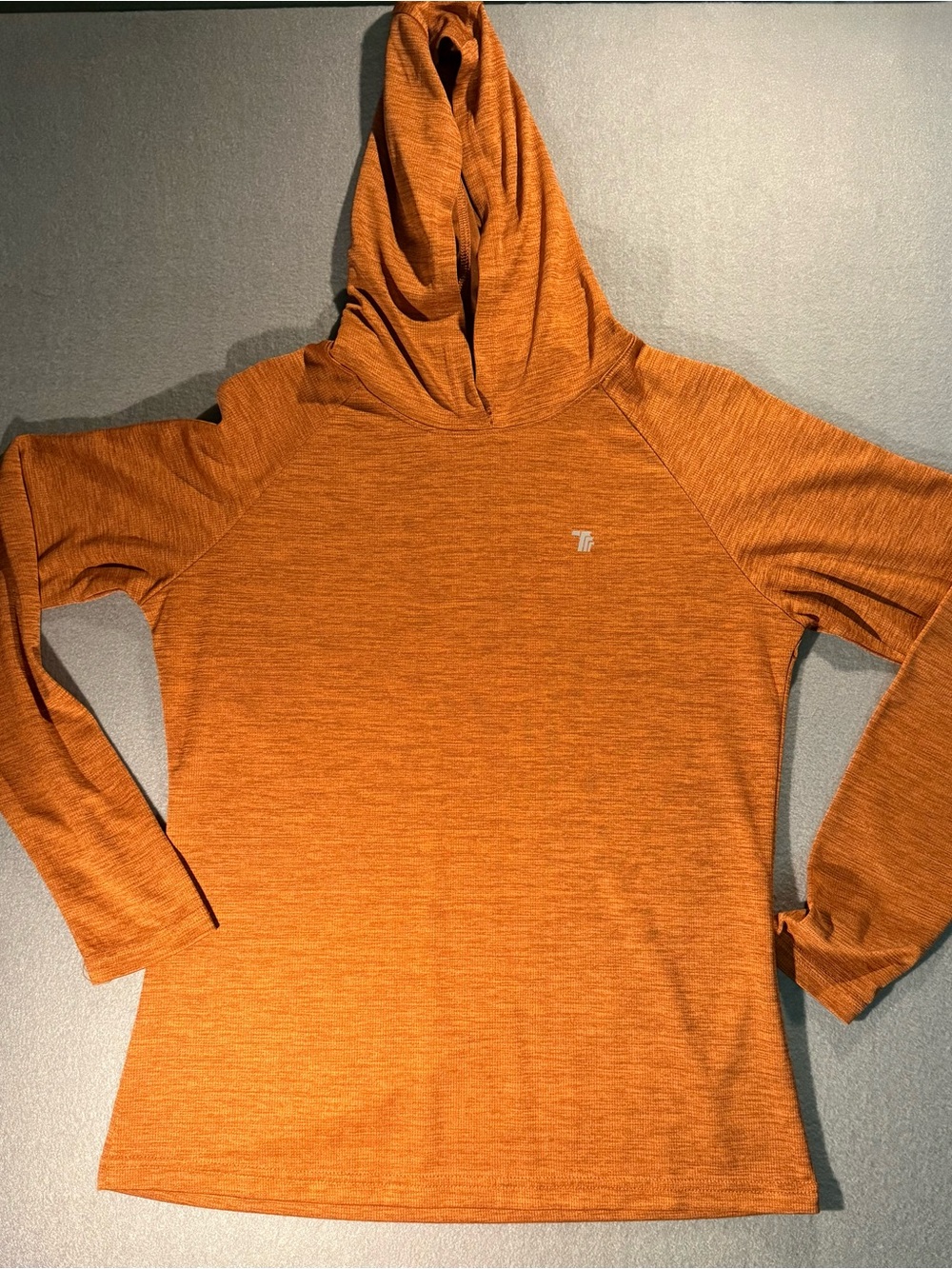 Orange Hooded Long Sleeve Pullover